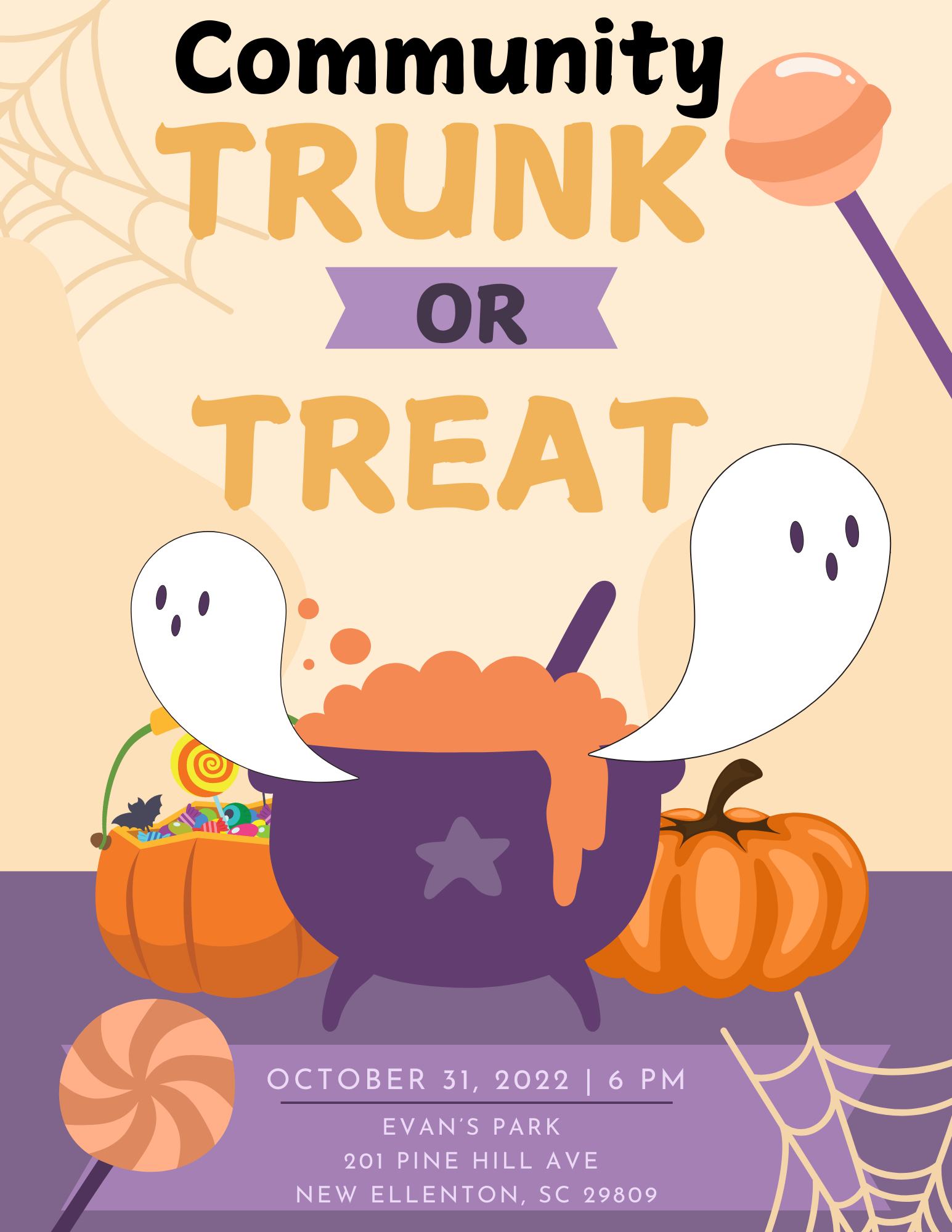 Community Trunk or Treat at Evan's Park October 31, 2025 6pm 201 Pine Hill Ave New Ellenton SC 29809