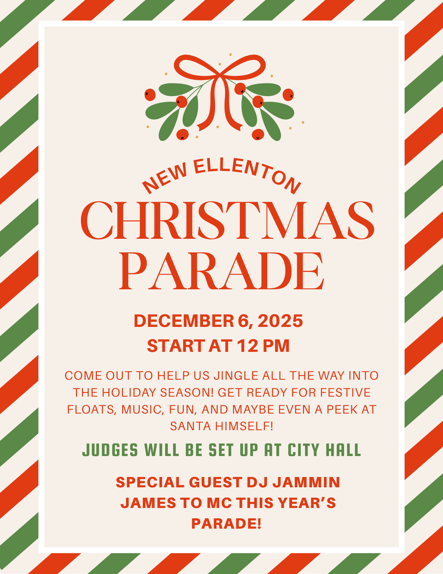New Ellenton Christmas Parade Flyer December 6, 2025 at Noon City of New Ellenton