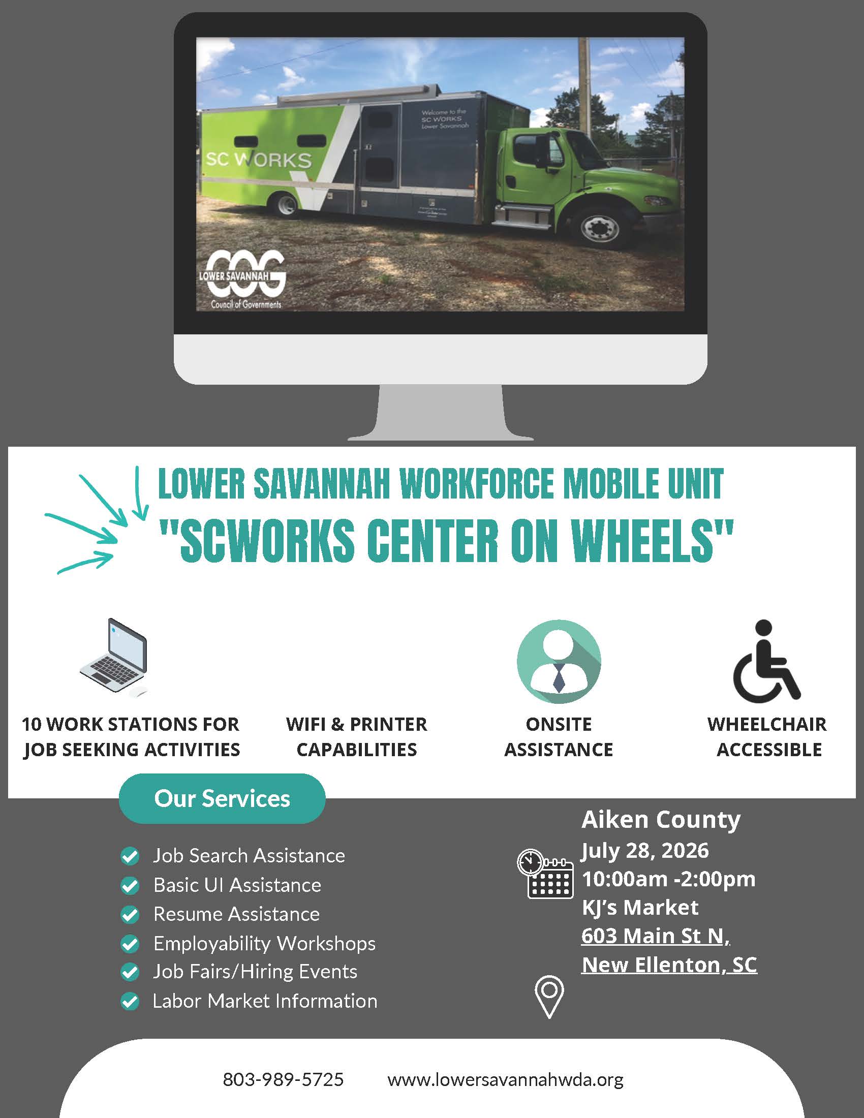 LSCOG SC Works Center on Wheels Flyer 7-28-26, 10-2, KJ market