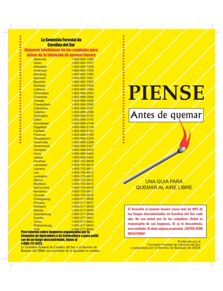 Think before you burn spanish version